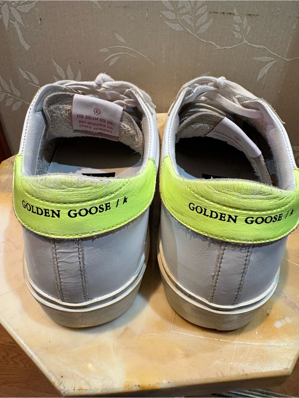 Golden Goose High Star Golden Zebra with Neon Yellow Heel and Black Glitter Star - Picture 9 of 10